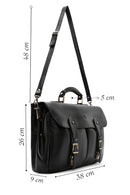Men's Black Long Strap Leather Briefcase | Derimod