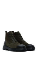 Men's Khaki Suede Leather Casual Boots | Derimod