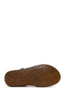 Women's Tan Strapped Thick-Soled Leather Comfort Sandals | Derimod