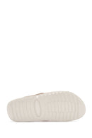 Women's Beige Double-Strap Nubuck Leather Comfort Slippers | Derimod