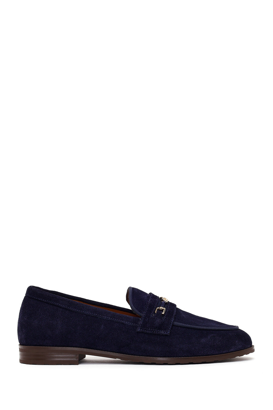 Kadın Lacivert Tokalı Süet Deri Maskülen Loafer 26PFD230110 | Derimod