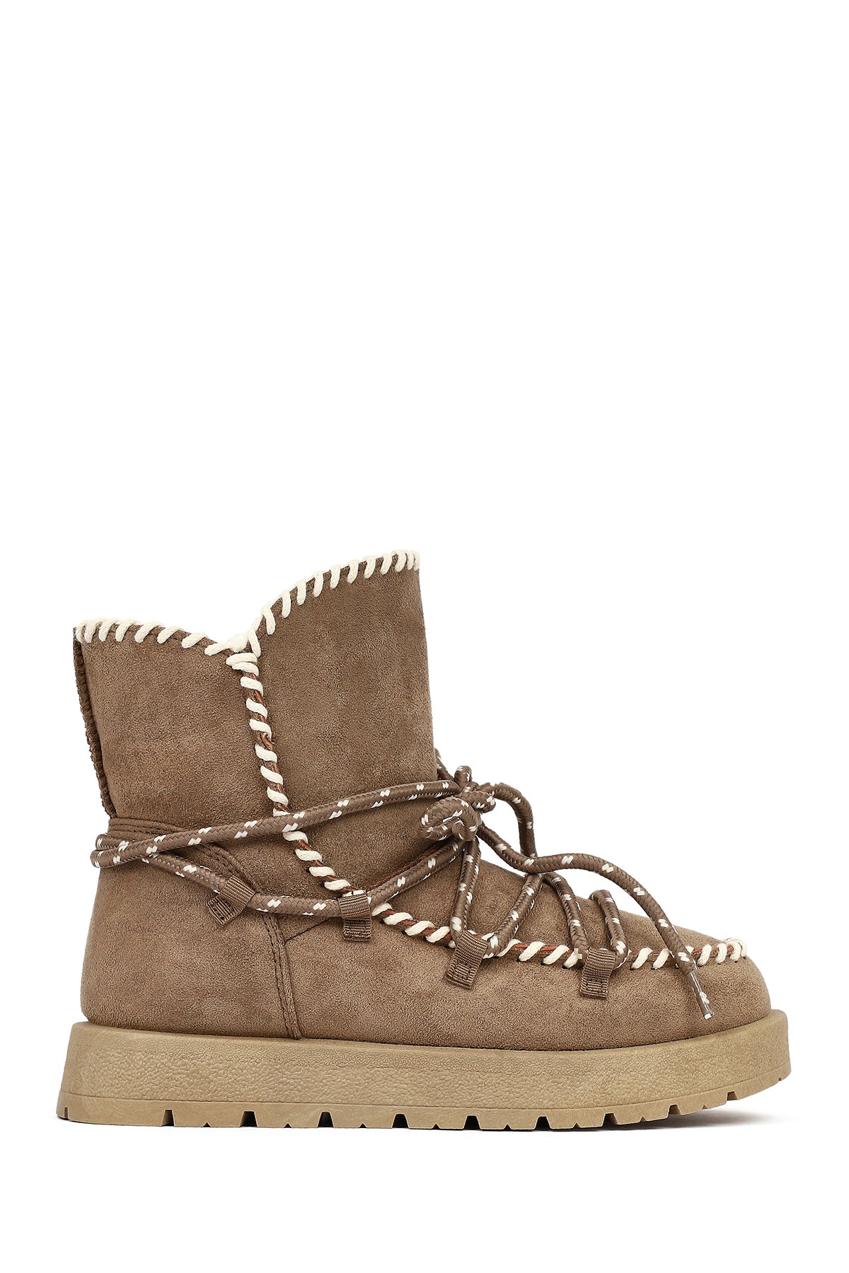 Woman Mink Lace-Up Thick-Soled Suede Teddy Boots WF250006SS | Derimod