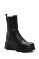 Woman Black Thick-Soled Zip Closure Leather Boots | Derimod