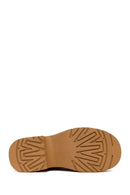 Woman Camel Thick-Soled Leopard Patterned Suede Teddy Boots | Derimod