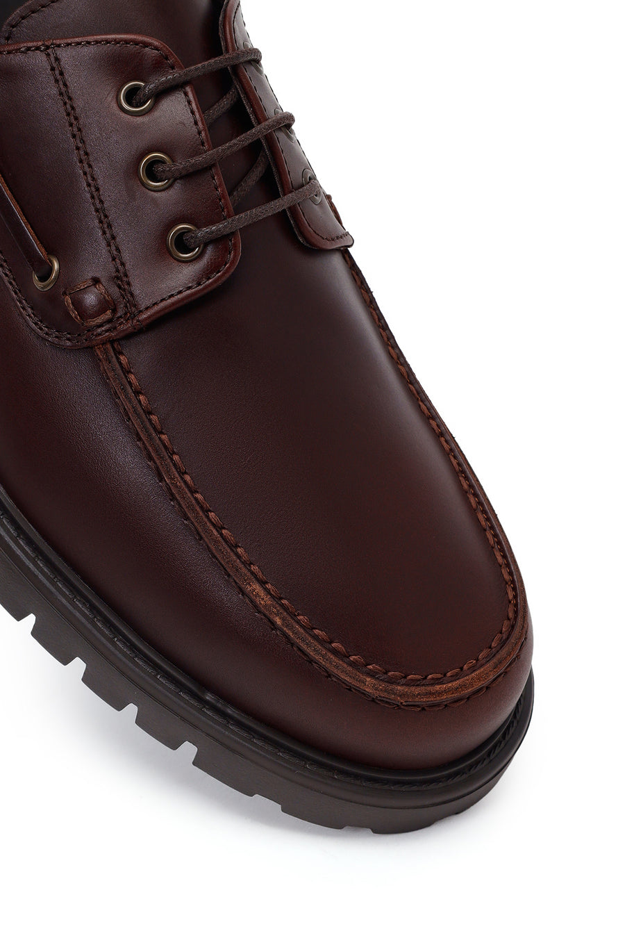 Male Brown Lace-Up Thick-Soled Leather Casual Shoes