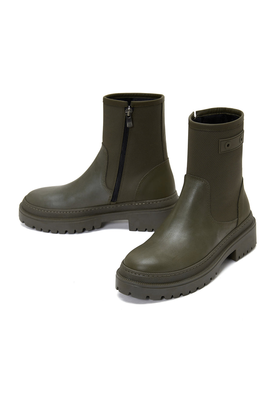 Women's Khaki Leather Boots
