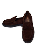 Woman Brown Suede Masculine Loafer | Derimod