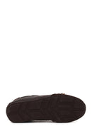 Woman Brown Lace-Up Leopard Leather Sneaker with Charm | Derimod