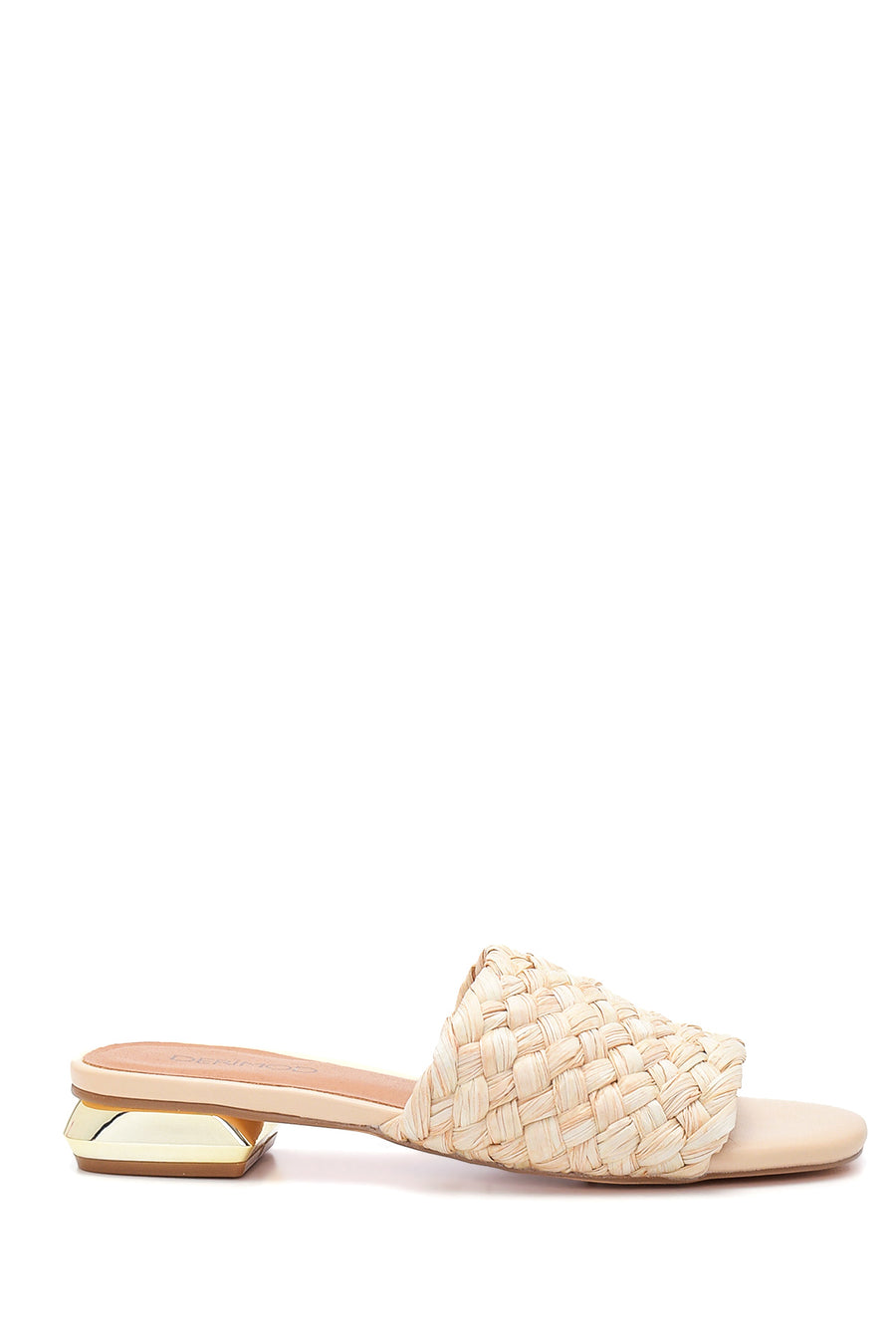 Women's Beige Straw Flat Slippers 22SFD4420M7 | Derimod