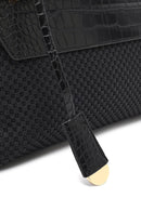 Women's Black Long Strapped Patterned Shoulder Bag | Derimod