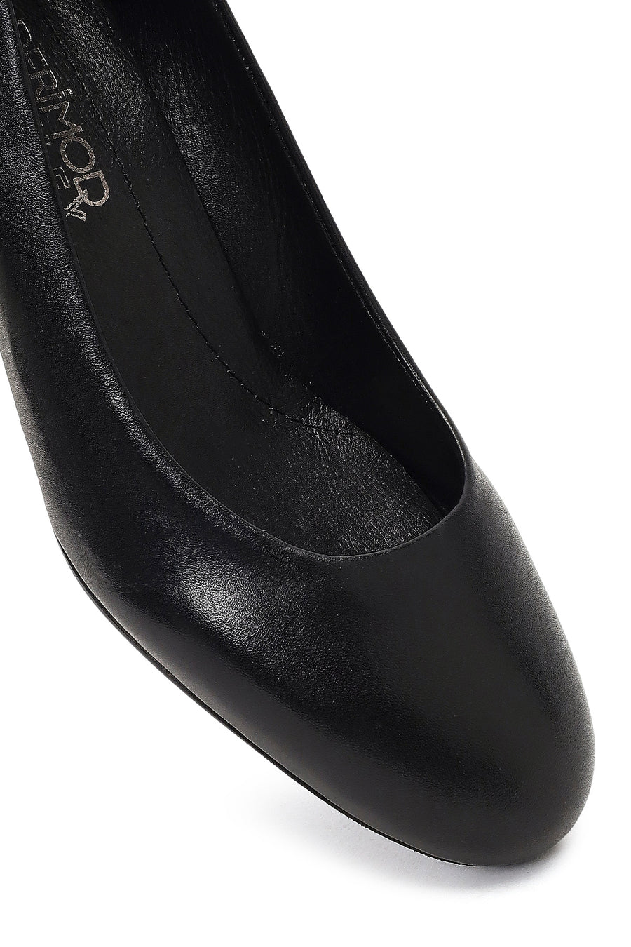 Derimod Flex Women Black Thick Heeled Leather Shoe