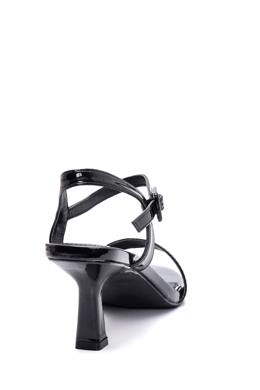 Women's Black Patent Leather Heeled Sandals