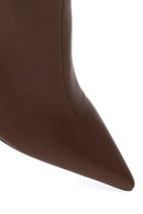 Woman Brown Zip Closure Wedge-Heel Boots | Derimod