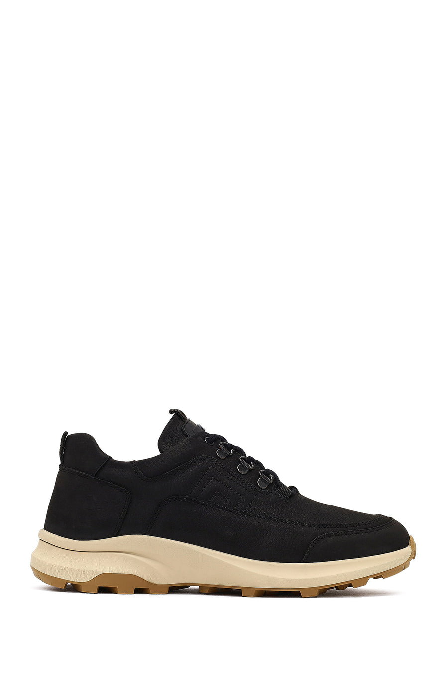 Men's Black Lace-Up Thick-Soled Nubuk Leather Casual Sneaker 25WFD6759V3 | Derimod