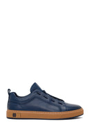 Erkek Lacivert Bağcıklı Deri Sneaker | Derimod