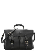 Men's Black Long Strap Leather Briefcase | Derimod