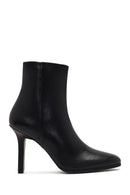 Women's Black Zippered High Thin Heel Leather Boot | Derimod