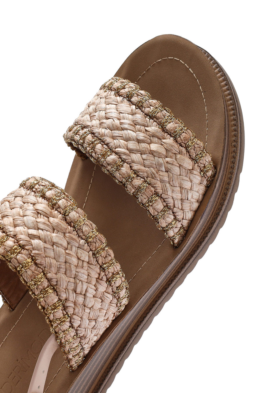 Women's Beige Ankle Buckle Thick Soled Straw Sandals