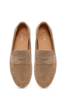 Kadın Bej Süet Deri Maskülen Loafer | Derimod