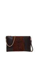 Woman Brown Chain Strap Braided Clutch Bag | Derimod