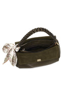 Woman Khaki Long-Strap Suede Shoulder Bag | Derimod