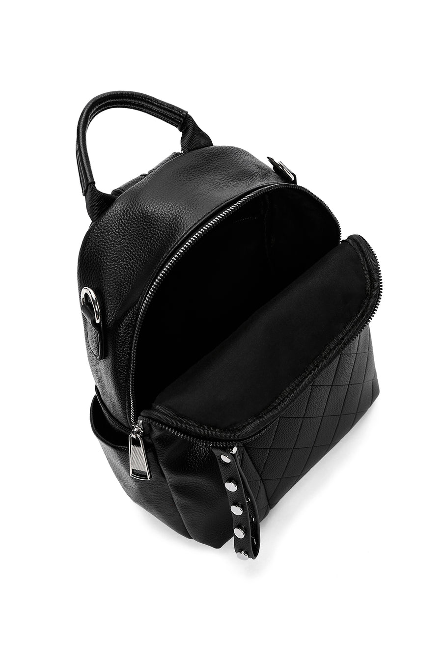 Women's Black Strap Quilted Backpack