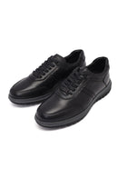 Erkek Siyah Bağcıklı Deri Sneaker | Derimod