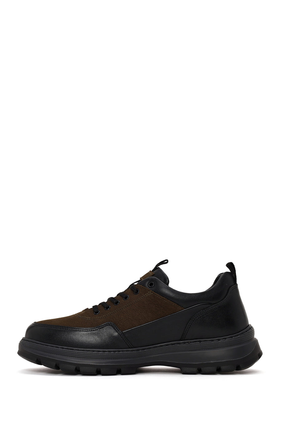 Male Khaki Lace-up Thick-soled Leather Casual Shoes