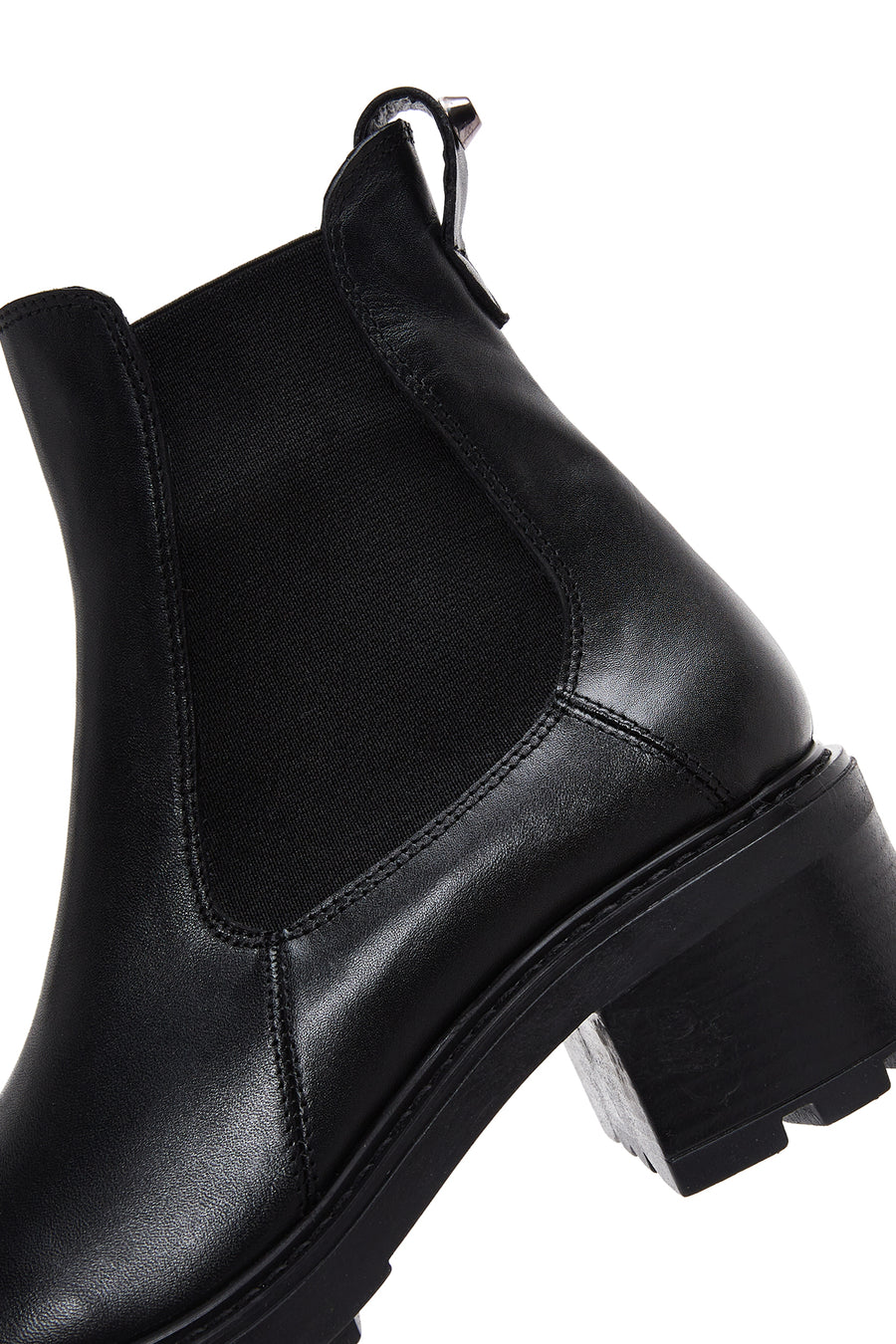 Women's Black Leather Heeled Chelsea Boots
