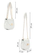 Women's White Long Chain Strap Crocodile Patterned Shoulder Bag | Derimod