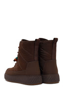 Woman Brown Zip Closure Thick-Soled Charmed Fabric Combat Boots | Derimod