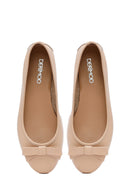 Women's Beige Leather Ballerinas | Derimod