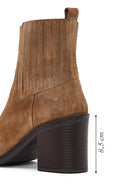 Women's Brown Zippered Thick Heel Suede Leather Boots | Derimod