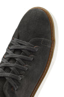 Men's Green Lace-Up Thick-Sole Suede Leather Sneakers | Derimod