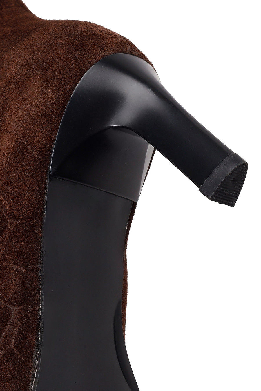 Woman Brown Thin Heeled Printed Suede Boots