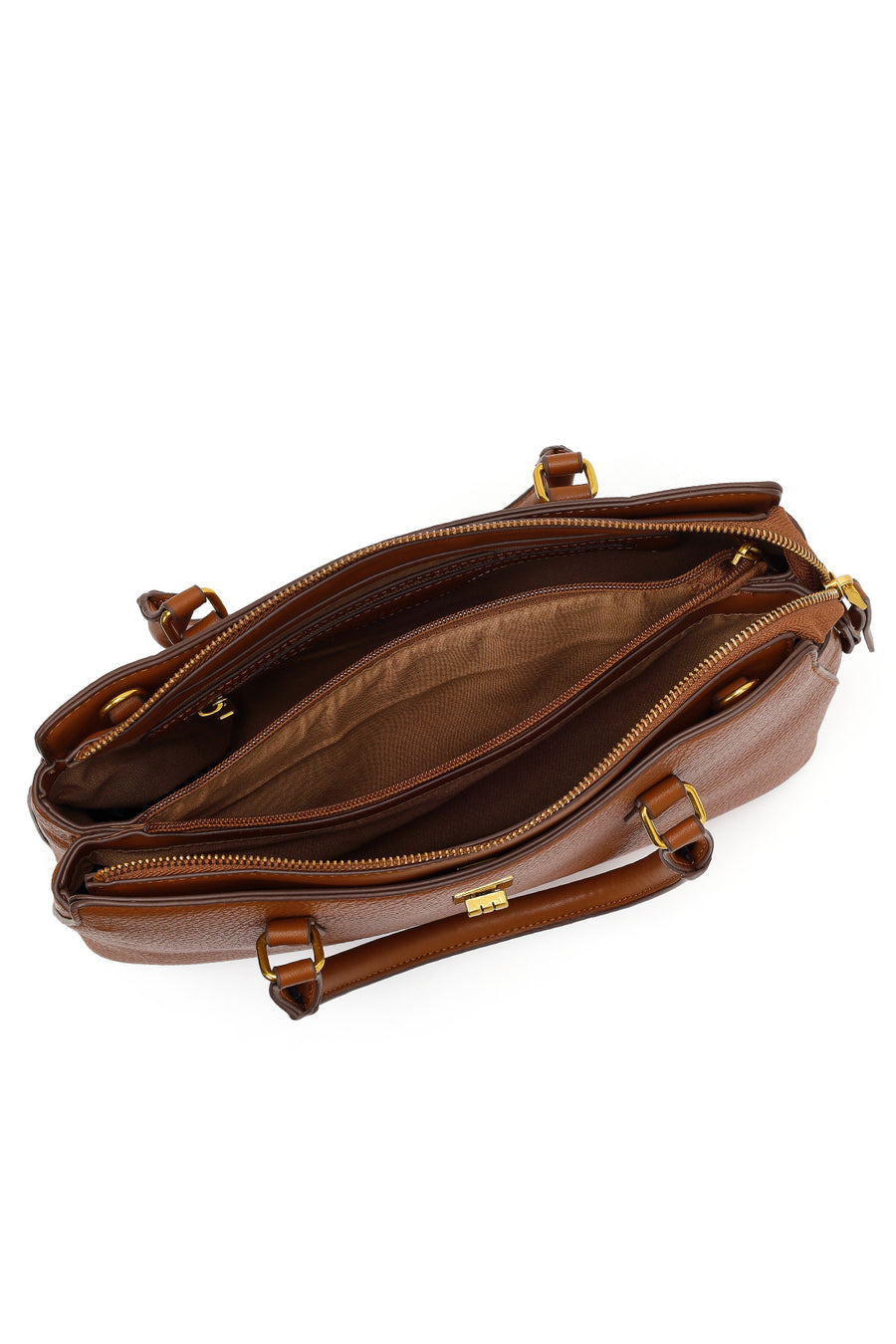 Woman Tan Long-Strap Accessorized Shoulder Bag
