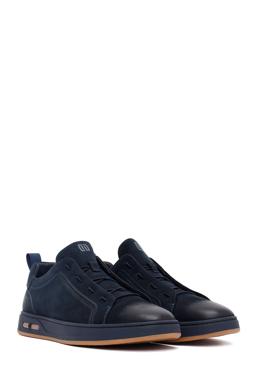 Male Navy Lace-up Nubuck Leather Sneaker