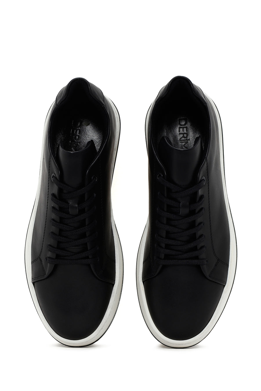 Erkek Siyah Bağcıklı Deri Sneaker