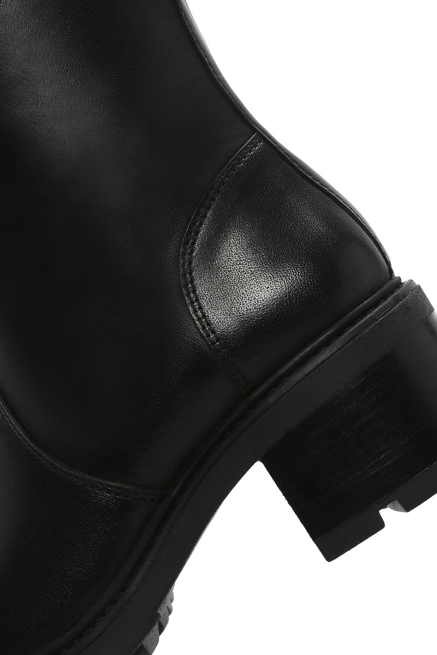 Women's Black Thick Heeled Leather Boots