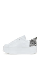 Women's White Thick Sole Lace Up Leather Sneaker | Derimod