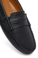 Woman Black Leather Loafers | Derimod