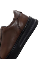 Erkek Kahverengi Bağcıklı Deri Sneaker | Derimod