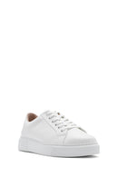 Women's White Lace-Up Leather Sneaker | Derimod