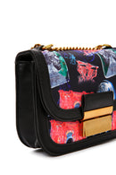 Women's Black Long Strap Printed Crossbody Bag | Derimod