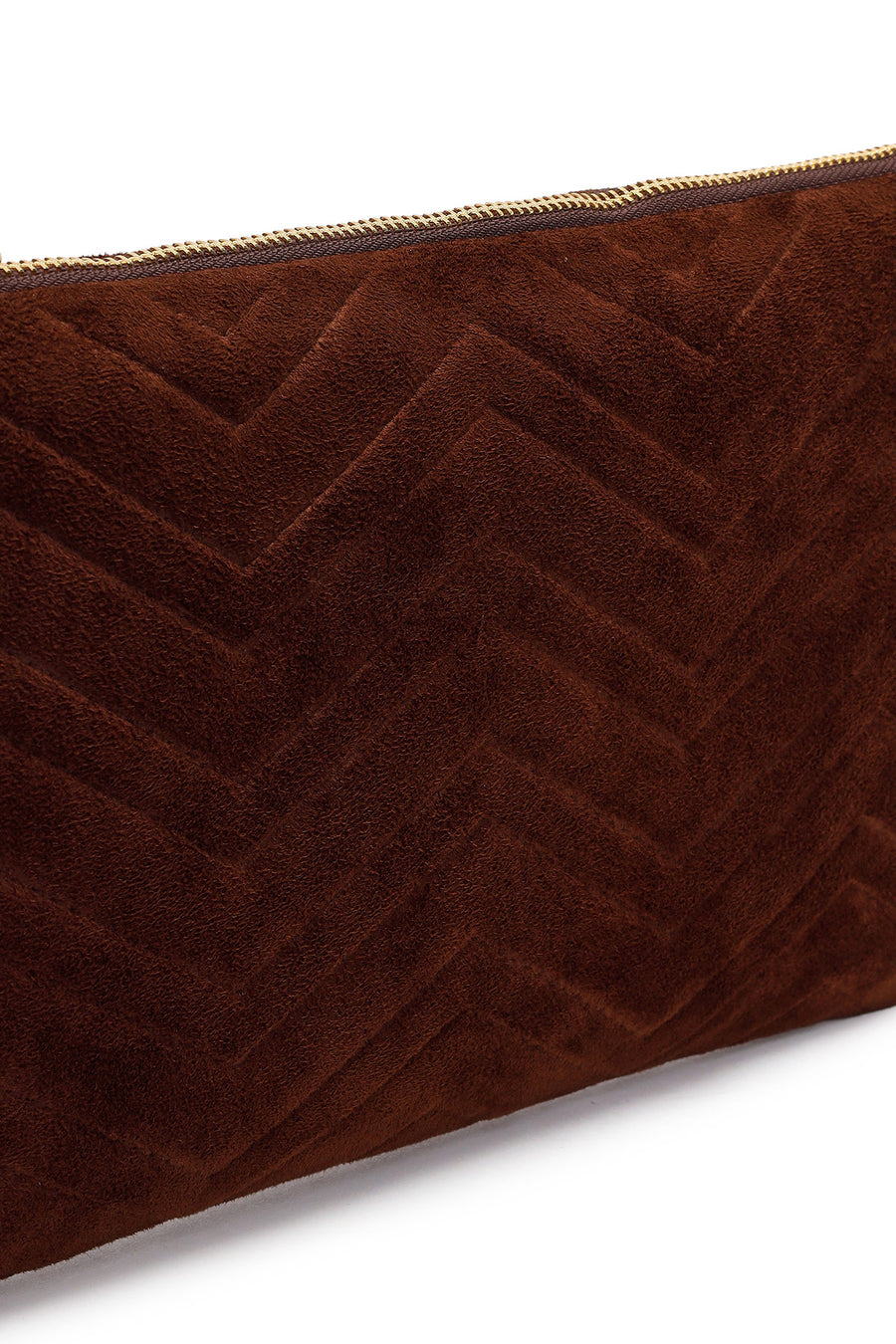 Woman Brown Chain Strap Suede Clutch Bag
