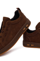Erkek Kahverengi Bağcıklı Nubuk Deri Sneaker | Derimod