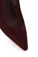 Kadın Bordo Kısa İnce Topuklu Süet Deri Stiletto | Derimod