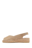 Women's Beige Suede Leather Espadrille Sandals | Derimod