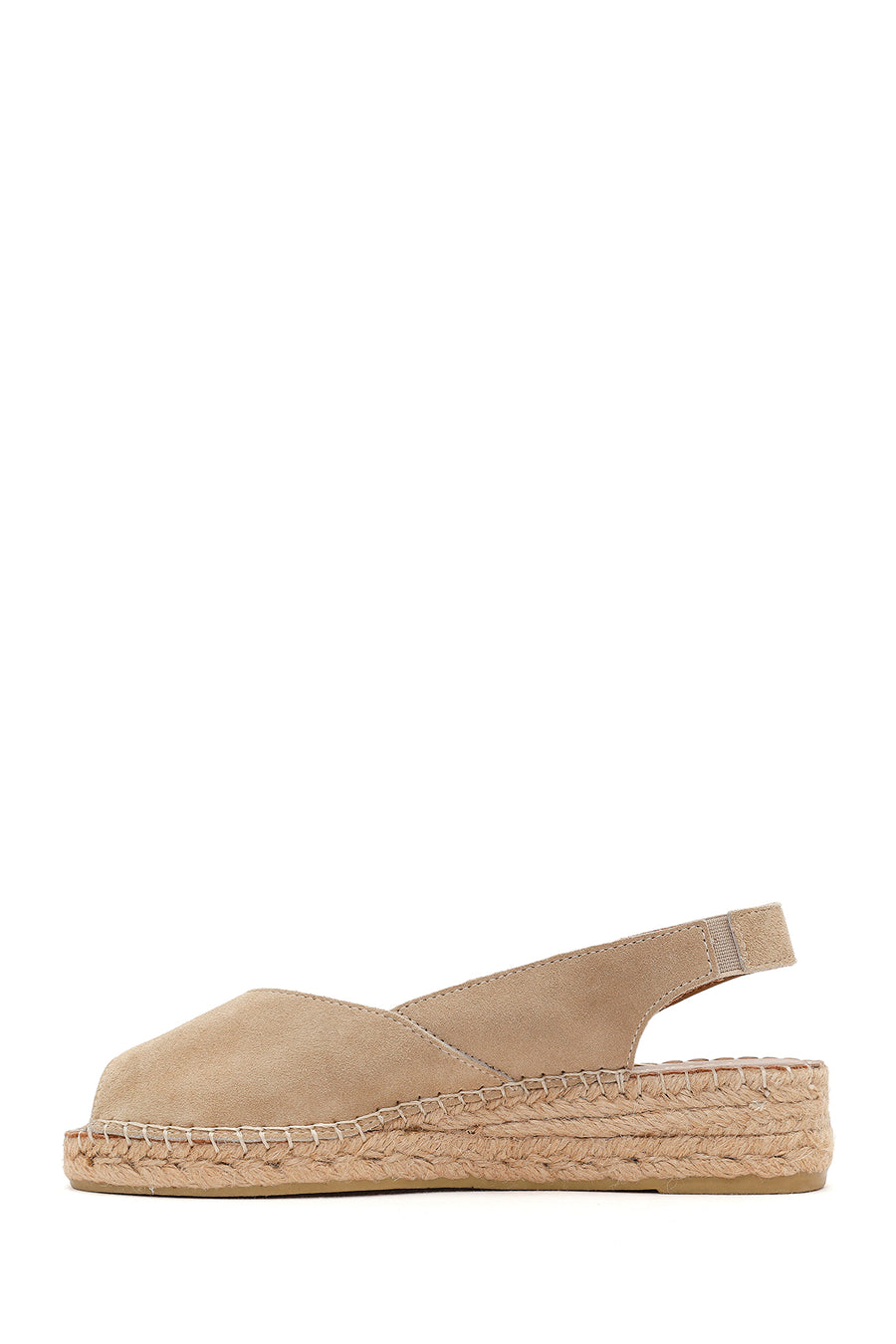 Women's Beige Suede Leather Espadrille Sandals
