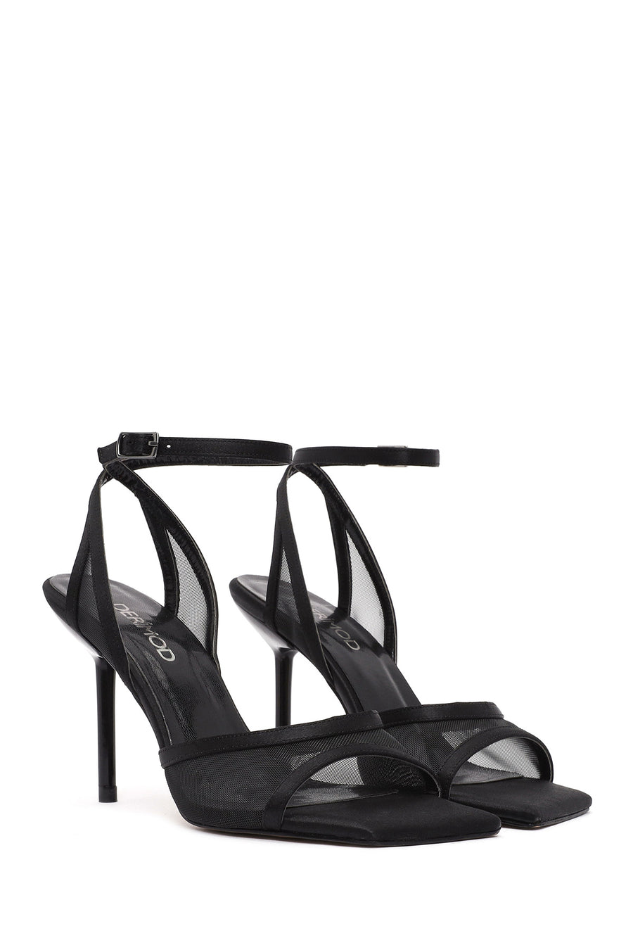Women's Black Ankle Buckle High Thin Heel Sandals